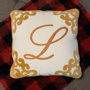 Gold/Linen Throw Pillow "L"